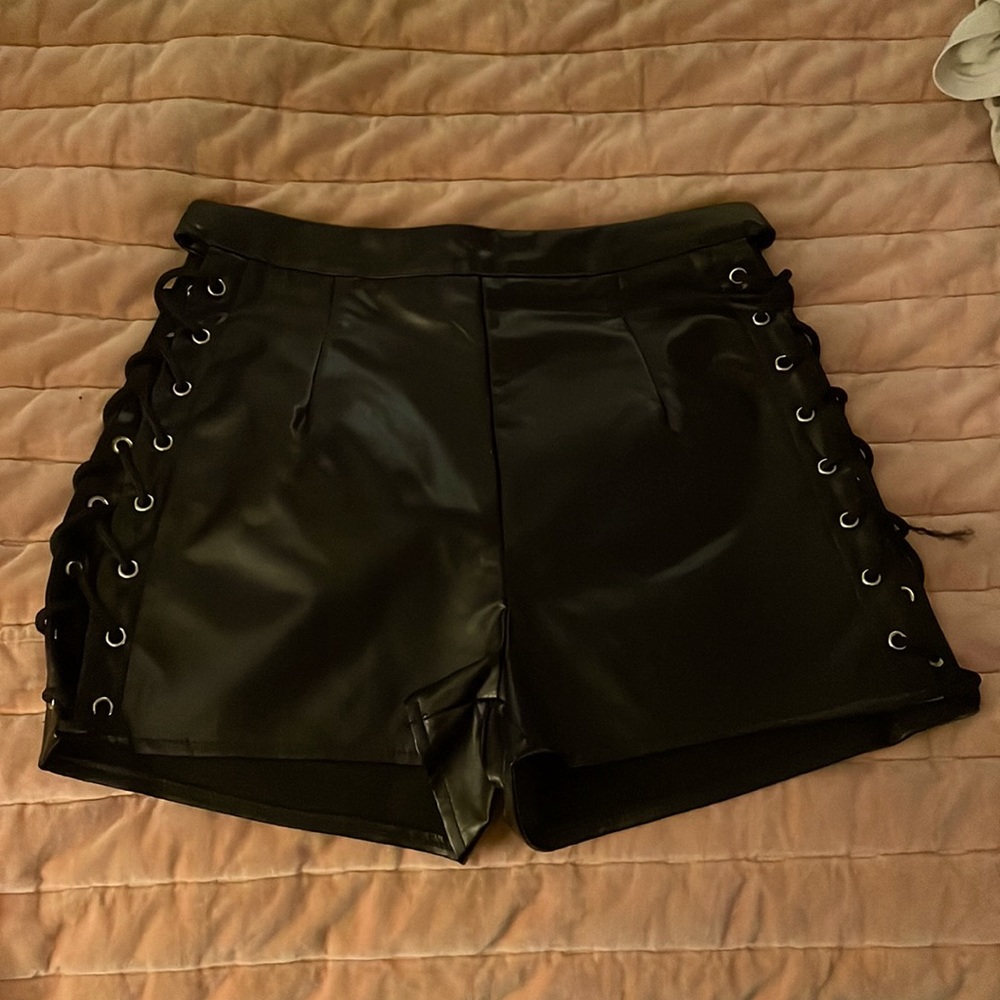 leather shorts